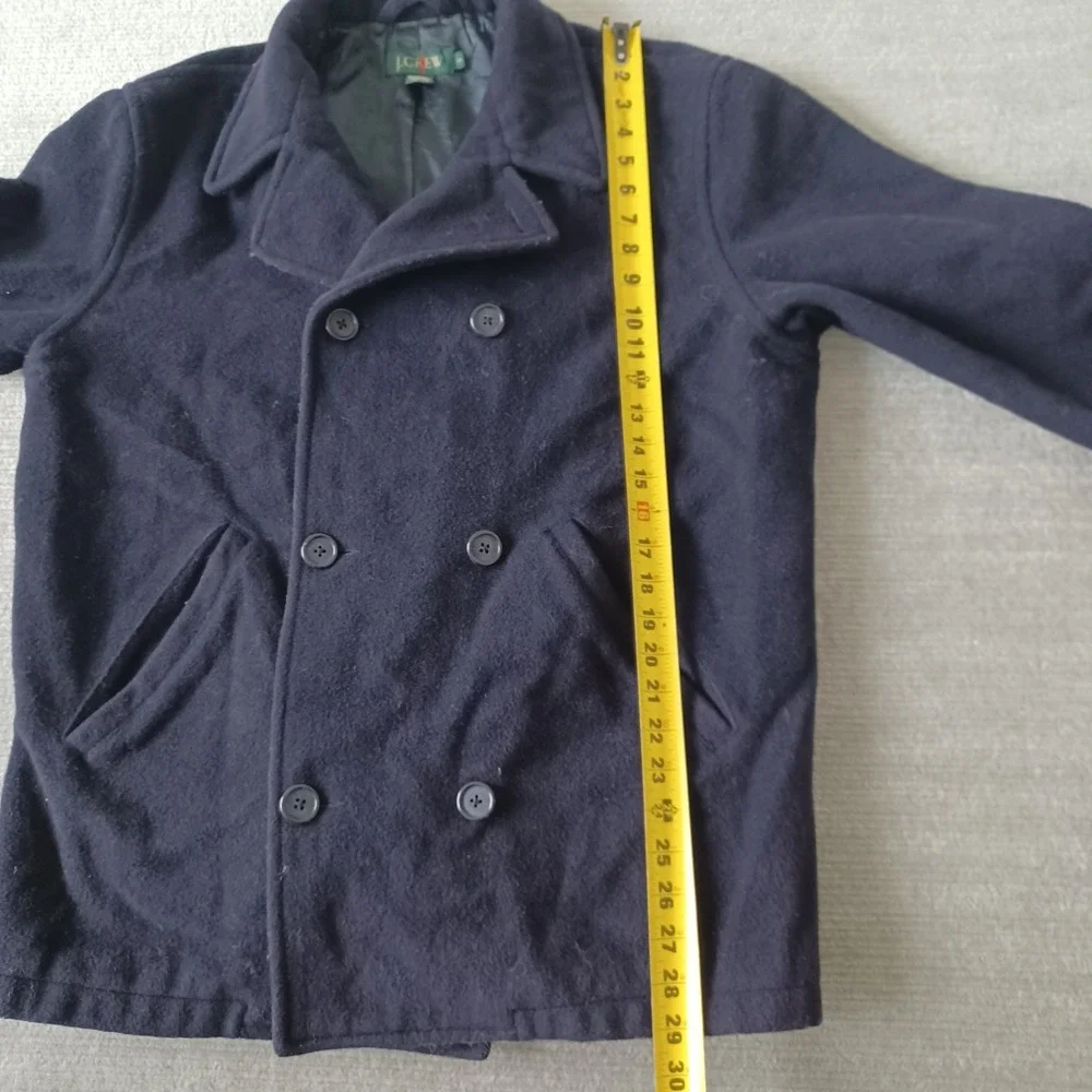 Vintage J. Crew Oarsman Wool Pea Coat Mens Small Navy Blue Heavyweight Casual